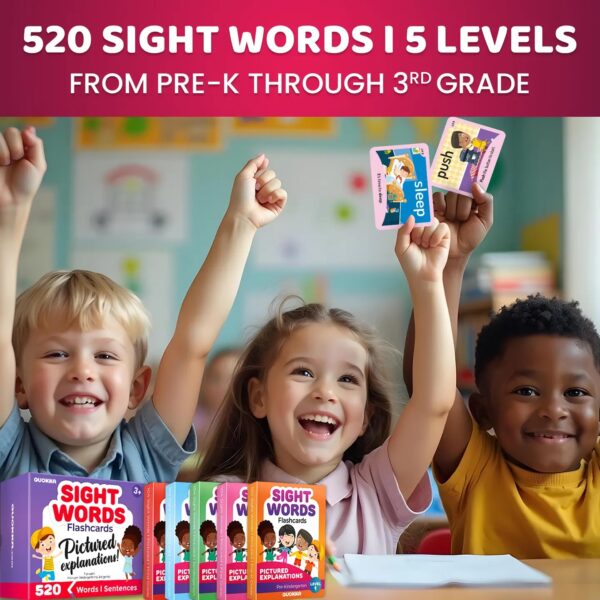 Sight Words Flash Cards with Images & Sentences for Kids - Image 5